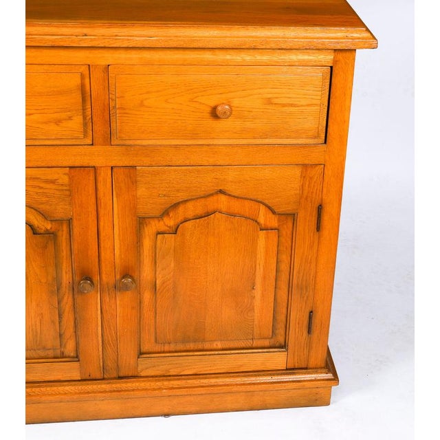 Vintage Oak Panelled Three Door Sideboard For Sale - Image 9 of 16