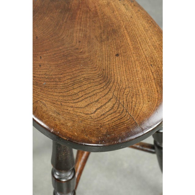 Wood Antique English Windsor Stool, 1800s For Sale - Image 7 of 12