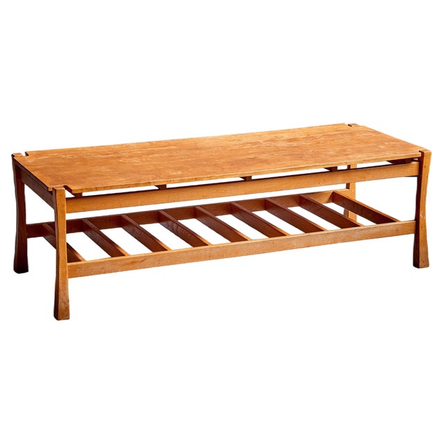 American Rectangular Oak Coffee Table, 1960s For Sale