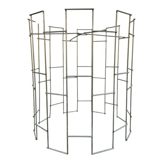 Vintage Lamp Shade Chandelier Ceiling Fixture Metal Wire Brutalist Modern Jere For Sale