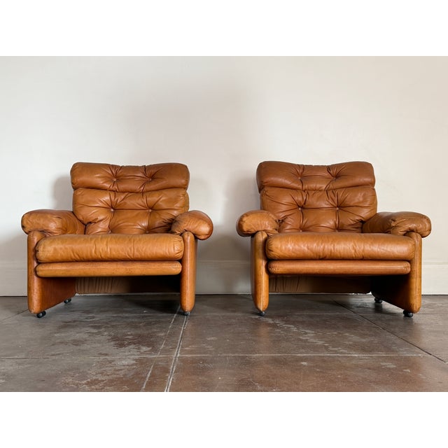 1970s C & B Italia Leather Lounge Chairs For Sale - Image 10 of 12