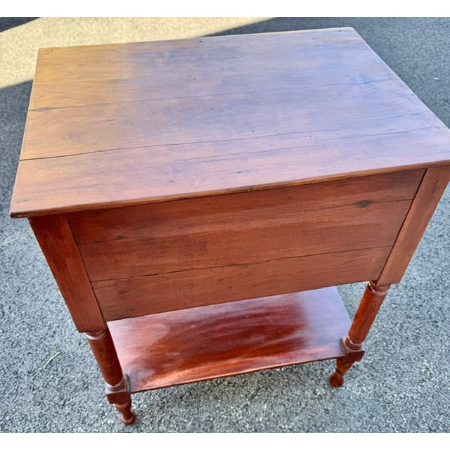 Early 19th Century Antique American Early 19th Century Cherry 2 Drawer Work Table For Sale - Image 5 of 7