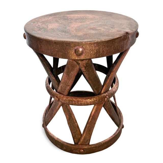 Mid 20th Century Vintage Industrial Farmhouse Outdoor Copper Round Table & 4 Chairs For Sale - Image 5 of 9