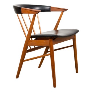 Danish Armchair in Teak and Skai by Helge Sibast for Sibast, 1950s For Sale