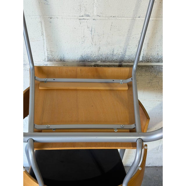 Oak Stacking Chairs Set of 4 Mid-Century Modern 1970s For Sale - Image 10 of 13