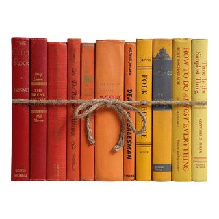 Decorative Books - Vintage Sunset Ombré Book Bundle - 1 Foot of Red and Orange Books For Sale