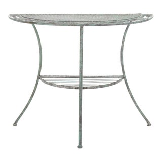 Genson Halfmoon Console Table - Antique Dark Green For Sale