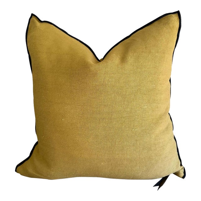 French Stone Washed Linen Accent Pillow For Sale