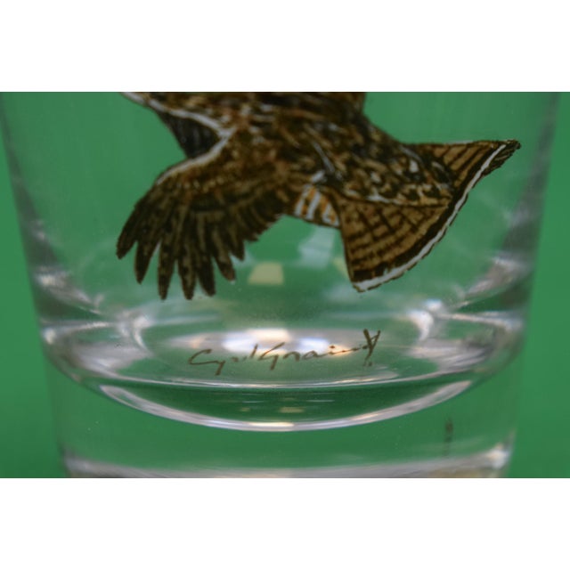 Mid 20th Century Set X 6 Cyril Gorainoff Hand Painted Gamebird Old Fashioned Glasses For Sale - Image 5 of 8