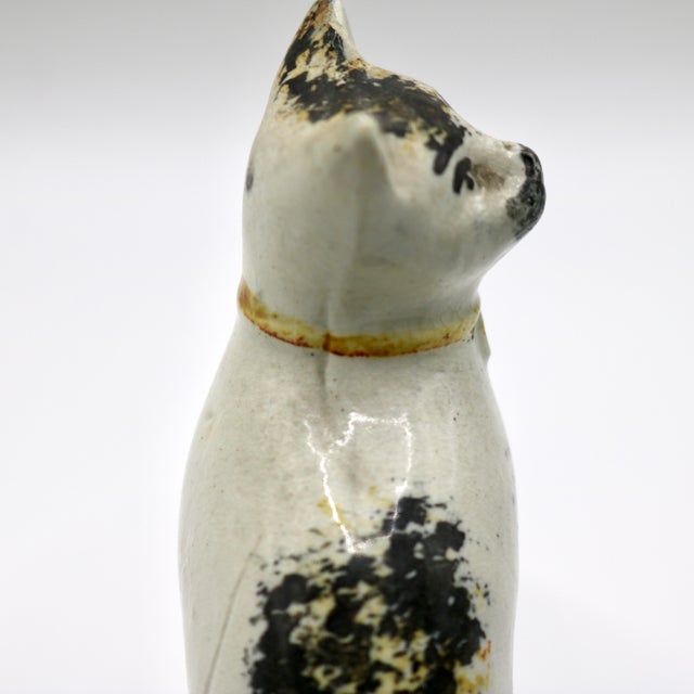 Antique 19th-Century English Staffordshire Spongeware Cat Figurine For Sale - Image 9 of 13