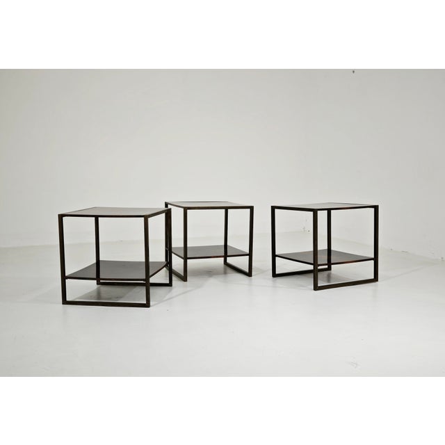 Mid-Century Modern Mid-Century Modern Brass and Wood Coffee Tables, Italy, 1970s, Set of 3 For Sale - Image 3 of 14