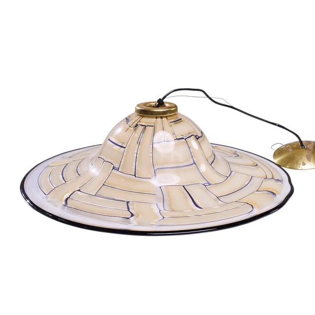 Mid-Century Modern Barovier & Toso Mid Century Large Tessere Ambra Suspension Murano Pendant Lamp For Sale - Image 3 of 6