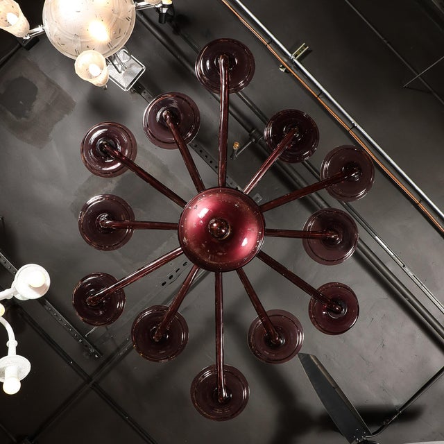 Modernist Hand-Blown Classical Amethyst Murano Glass Chandelier by Lorin Marsh For Sale - Image 16 of 18