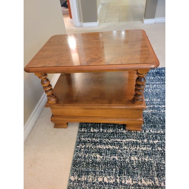 Ethan Allen Vintage Ethan Allen Solid‑wood Side Table For Sale - Image 4 of 10