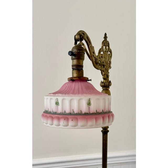 1920s Spanish Revival Brass and Marble Bridge Lamp For Sale - Image 6 of 12