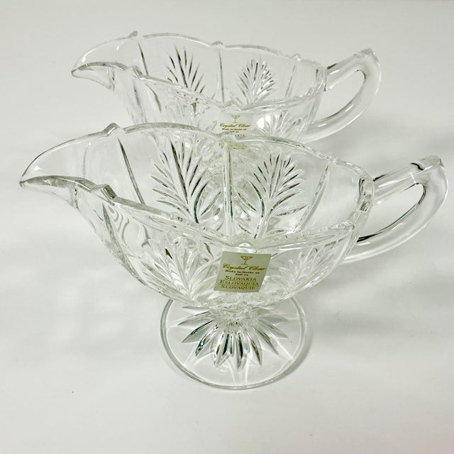 1980s Vintage Hollywood Regency Chippendale Slovakia Cut Crystal Gravy Boats - A Pair. For Sale - Image 15 of 17