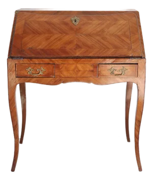 18th C. Veneered Slant Front Desk With 2 Drawers