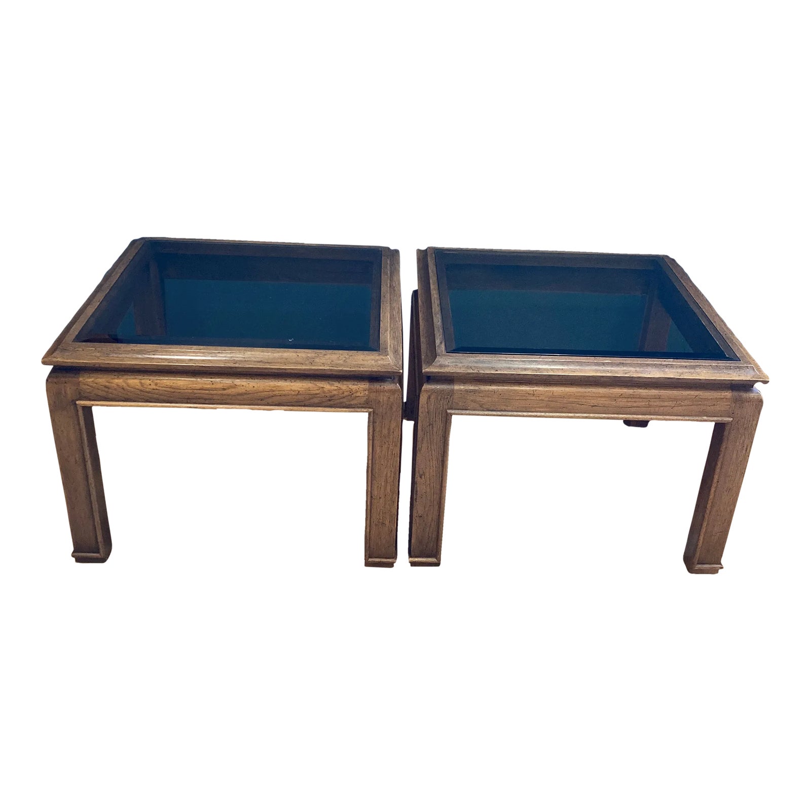 1950s Vintage Glass Topped Small Side Tables, Set of 2 Chairish