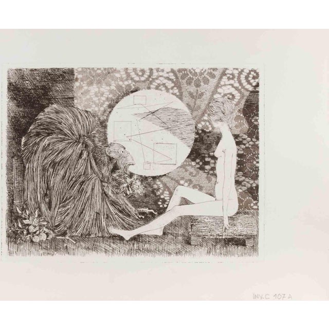 Etching realized by Leo Guida in 1971. Excellent proof, not signed nor numbered. Artist sensitive to current issues,...