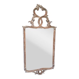 Early 21st Century La Barge 73" Tall Ornate Whitewashed Silver Gilt Italian Beveled Mirror For Sale