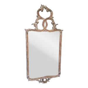 Early 21st Century La Barge 73" Tall Ornate Whitewashed Silver Gilt Italian Beveled Mirror