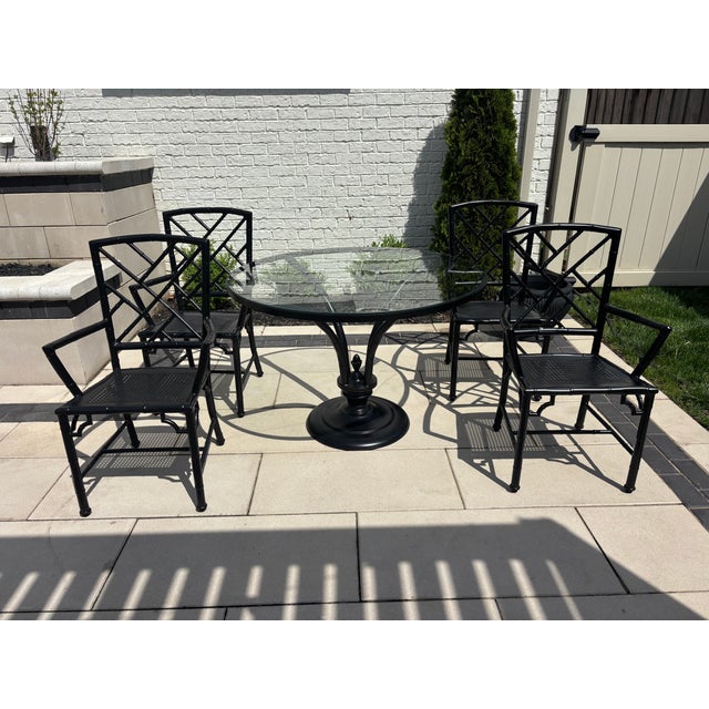 Vintage Restored Chinoiserie Patio Dining Set by Meadowcraft For Sale - Image 15 of 16
