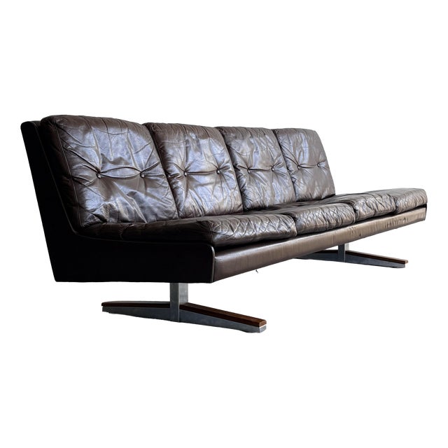 Scandinavian Leather Sofa, Norway, 1970s For Sale