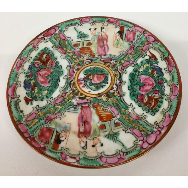 Japanese Vintage Rose Medallion Hand Painted Plate For Sale - Image 3 of 10