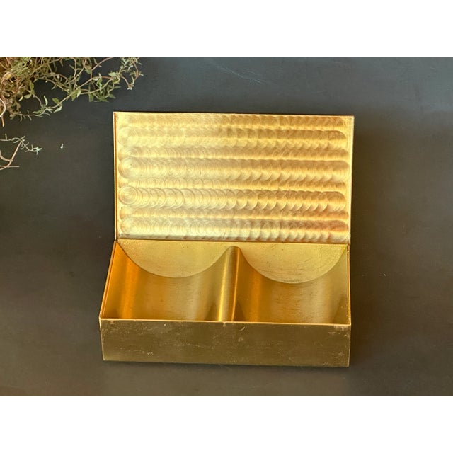 1950s Vintage Brass Cigarette Box With Etched Pictorial Map For Sale - Image 5 of 12