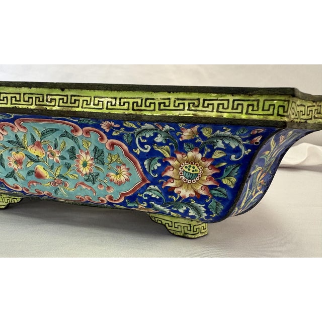 Late 19th Century 18th Century Chinese Canton Enamel Jardiniere Bonsai Container With Exquisite Decorations For Sale - Image 5 of 18