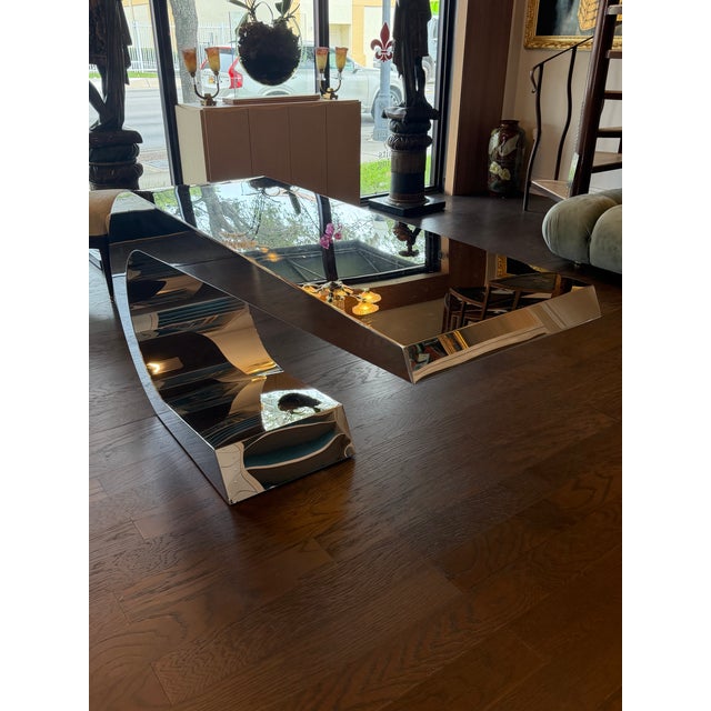 Silver Italian Mid Century Modern Console Table . For Sale - Image 8 of 9
