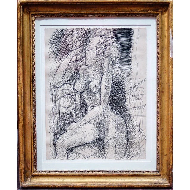 1960s Female Figure - Original China Ink by Marcel Gromaire - 1962 1962 For Sale - Image 5 of 5