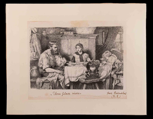 Edward Rosenthal, Une Place Vide, Etching, Late 19th Century