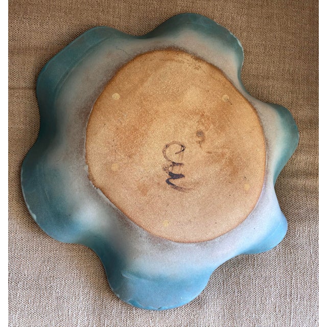 Postmodern Post Modern Ruffled Edge 1980’s Pastel Pottery Centerpiece For Sale - Image 3 of 6