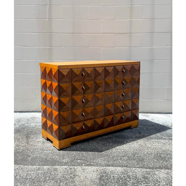 Mid-Century Modern Vintage MCM Maitland Smith Inlaid Pyramidal Chest of Drawers For Sale - Image 3 of 7