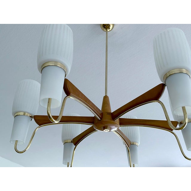 Metal Large Pendant Light in Glass and Teak from Temde, 1960s For Sale - Image 7 of 18