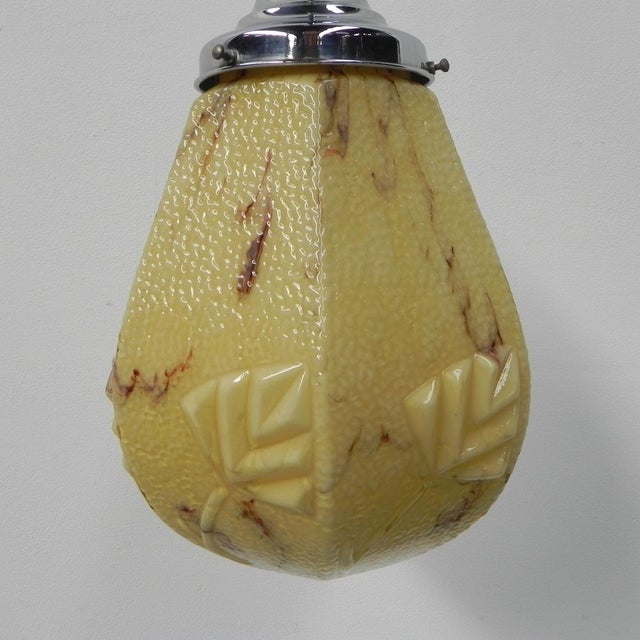 Art Deco Hanging Lamp with Marbled Hexagonal Shade, 1930s For Sale - Image 12 of 18