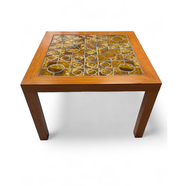 Mid-Century Modern 1960s Scandinavian Modern Tile Top Teak Side Table For Sale - Image 3 of 11