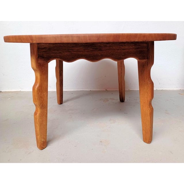 Brutalist Refinished Brutalist Oak Coffee Table attributed to Henning Kjærnulf 1960s For Sale - Image 3 of 8