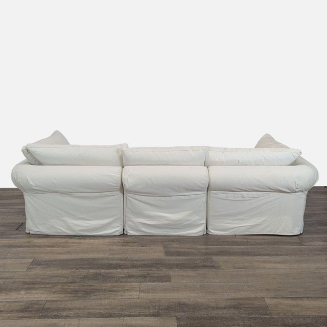 2010s Pottery Barn Air Roll Arm Sectional With Chaise in Twill Cream For Sale - Image 5 of 8