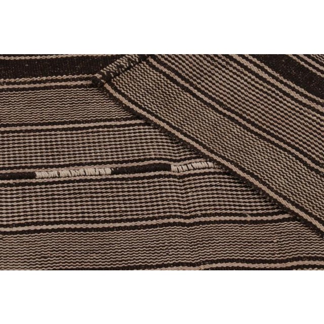 Beige Vintage Persian Kilim, Brown and Beige Geometric Striped Patterns - Rug & Kilim For Sale - Image 8 of 9