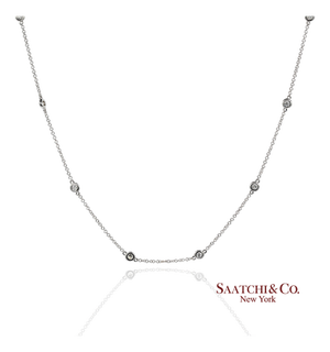14k(585) White Gold Natural Diamond Adjustable by the Yard Necklace/Pendant