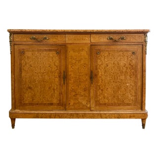 Antique French Commode in Burl Wood with Pink Marble and Gilt Bronze, 1890s For Sale