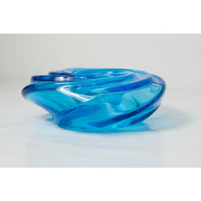 Stunning Murano glass votive candle holder in a swirling shape, handcrafted in 2014 by glassmaker Gino Vistosi in...