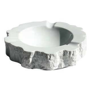 Vintage Brutalist White Bisque Porcelain Ashtray, 1970s For Sale