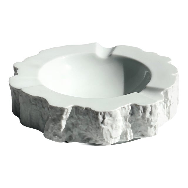 Vintage Brutalist White Bisque Porcelain Ashtray, 1970s For Sale