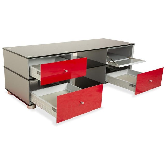 CL 1552 Glass Sideboard in Red For Sale - Image 4 of 17