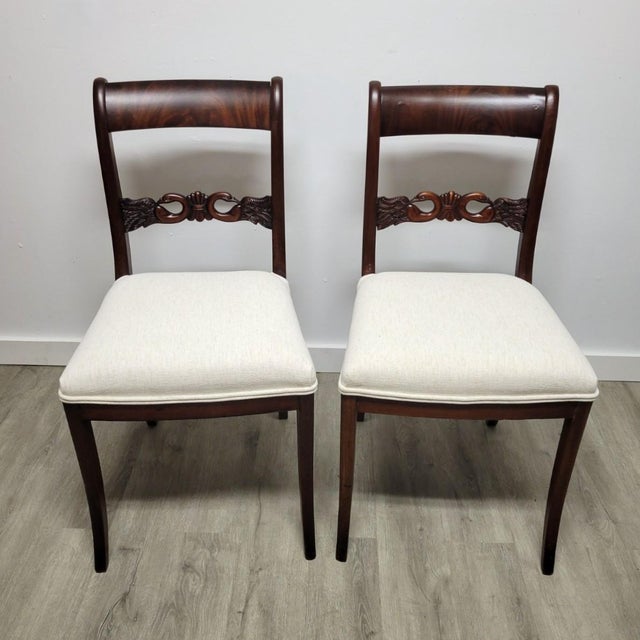 English Pair of English Regency Mahogany Swan Back Side Chairs, Circa 1820 For Sale - Image 3 of 9