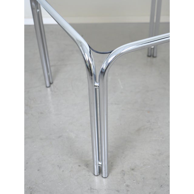 Square Tubular Steel Side Table with Smoked Glass Top, Germany, 1970s For Sale - Image 13 of 15