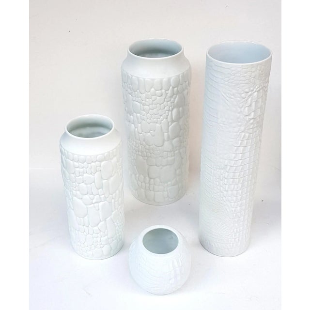 1970s White Biscuit Vases with Reptile Decor from Kaiser, 1970s, Set of 4 For Sale - Image 5 of 5
